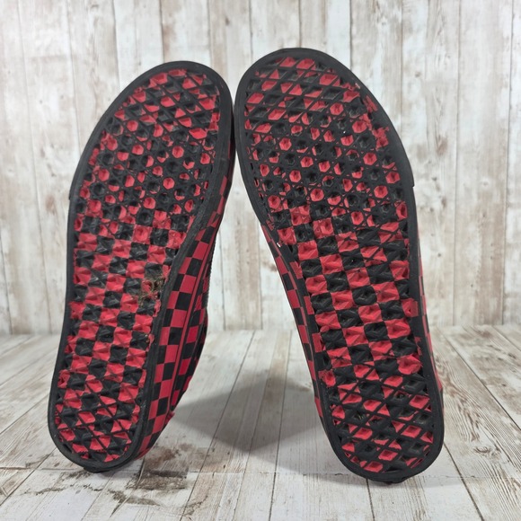 Vans Old Skool Red Black Checkerboard Skate Shoes Mens 10 Low Top 721454 - Picture 7 of 8
